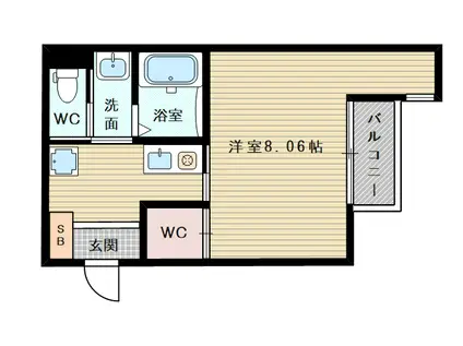 モノトーン淡路(1K/1階)の間取り写真