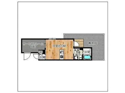 ガレット南福岡(1SDK/1階)の間取り写真