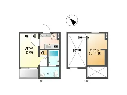 FLEUR(1K/1階)の間取り写真