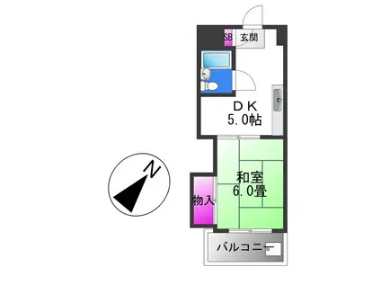 ロイヤル平野(1DK/2階)の間取り写真