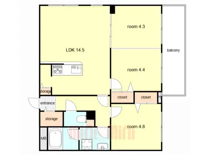 ブライトガーデン(3LDK/3階)の間取り写真