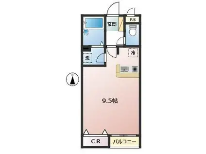 ポスト&ビーム木の家C(ワンルーム/1階)の間取り写真