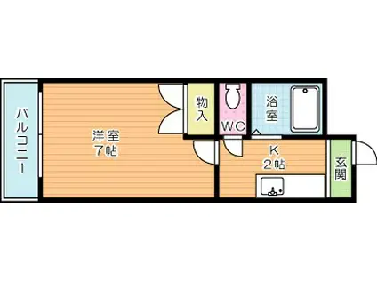 北九ビル(1K/3階)の間取り写真