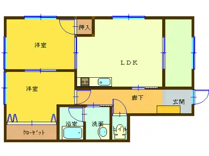 コーポウイング(2LDK/2階)の間取り写真