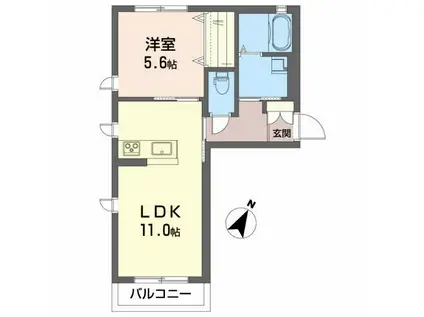 シャーメゾンロハス(1LDK/2階)の間取り写真