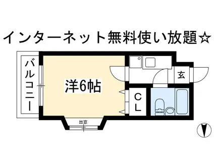 グリーンハウス(1K/3階)の間取り写真