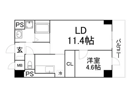 ウエスト宮ノ下(1LDK/5階)の間取り写真