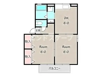 ブラン・メゾンC(2DK/2階)の間取り写真