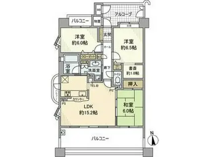 モアグレース本町(3LDK/9階)の間取り写真