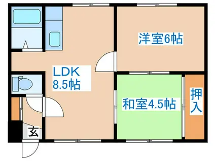 スカイパ-ク南16条(2LDK/3階)の間取り写真