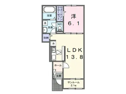 リッチェ・ツリー(1LDK/1階)の間取り写真