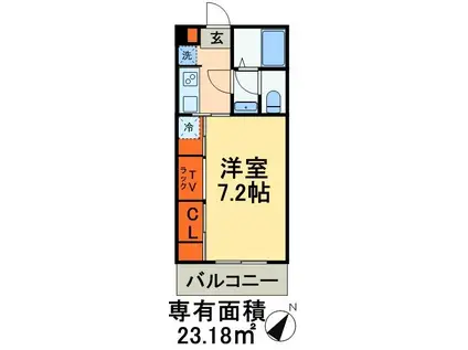 リブリ・ホープフル(1K/2階)の間取り写真