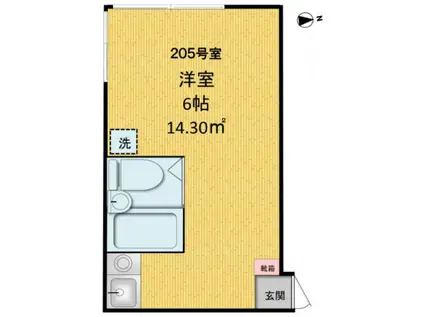 アーバハイツ上北沢(ワンルーム/2階)の間取り写真