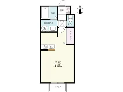 トレゾール神園(1K/2階)の間取り写真