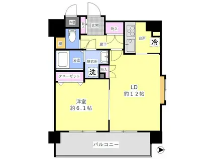 スパシエリーヴァ浅草(1LDK/14階)の間取り写真