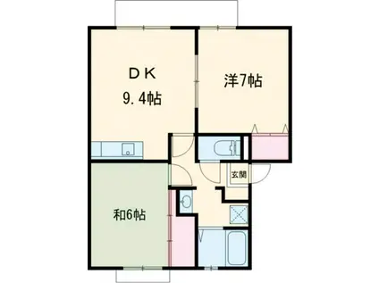 JAサンビレッジ大塚B(2LDK/2階)の間取り写真