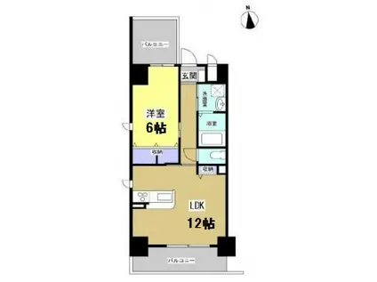 ホワイトアパートメント(1LDK/7階)の間取り写真