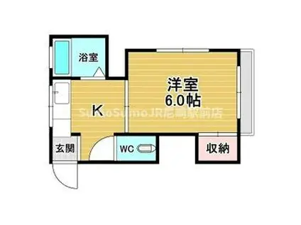 昇幸ハイツ(1K/2階)の間取り写真