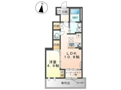 アドニス(1LDK/1階)の間取り写真