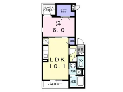 カサ・ベル(1LDK/2階)の間取り写真