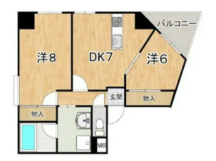 エルモーソ・デ・昌栄(2DK/4階)の間取り写真