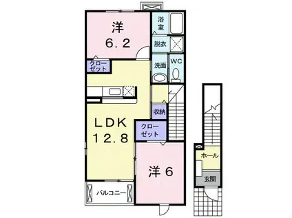 ベルタウンI(2LDK/2階)の間取り写真