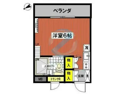 コオポスアペアI(ワンルーム/2階)の間取り写真