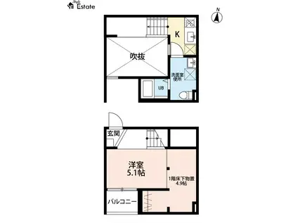 ZEN鶴舞 (1SK/1階)の間取り写真