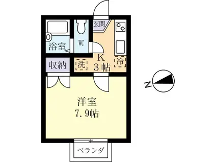 いぶきの丘ハイムパート1(1K/1階)の間取り写真