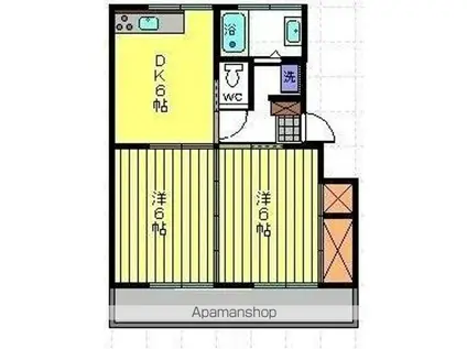 桜第一コーポ(2DK/2階)の間取り写真