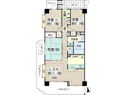 ネオマイム北寺尾(3LDK/3階)の間取り写真