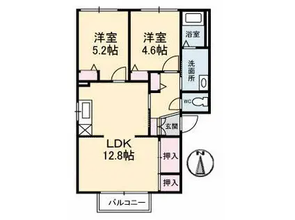 コーポ中的場II(2LDK/2階)の間取り写真