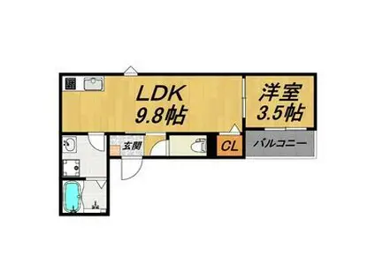 LECOCON稲沢IV(1LDK/1階)の間取り写真