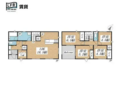 クレイドルガーデン山口市天花第2-3号棟(4LDK/1階)の間取り写真