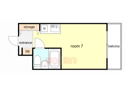 ベルウエスト(ワンルーム/1階)の間取り写真