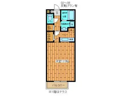 ボナール(1K/1階)の間取り写真