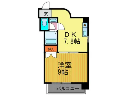 シャトー庵(1DK/4階)の間取り写真