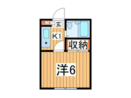 コートヤードシブヤ(1K/2階)の間取り写真