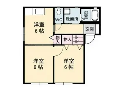 ノースヴェレッジ IV A(2K/1階)の間取り写真