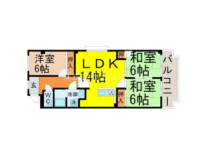 サンロードはやせ(3LDK/3階)の間取り写真