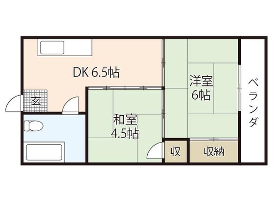 シャトー舟入(2DK/3階)の間取り写真