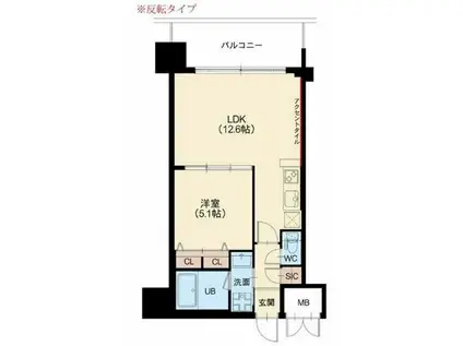 グランカーサ新大阪サウス(1LDK/5階)の間取り写真