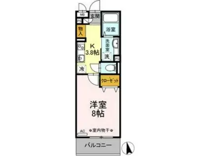 D-ROOMハピネス(1K/2階)の間取り写真