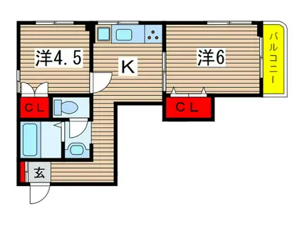 稲毛ホワイトハウス(2K/2階)の間取り写真