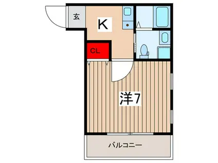 ランコントル(1K/2階)の間取り写真