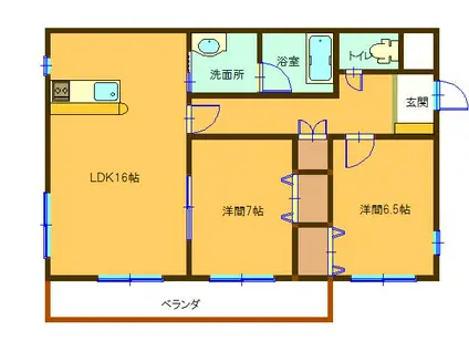 グランディール(2LDK/2階)の間取り写真