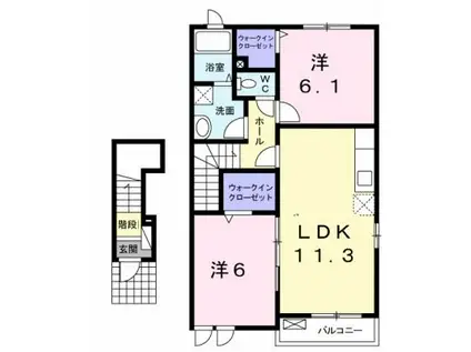 アルカンシエル市原 B(2LDK/2階)の間取り写真