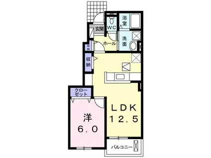 フルミネンセ A(1LDK/1階)の間取り写真