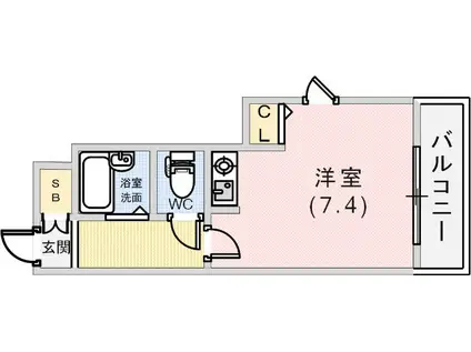 グランシャリオ山本通Ⅰ(ワンルーム/2階)の間取り写真