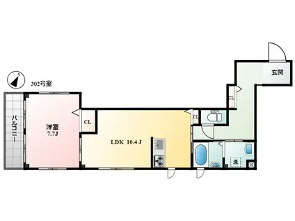 サンファミール(1LDK/3階)の間取り写真